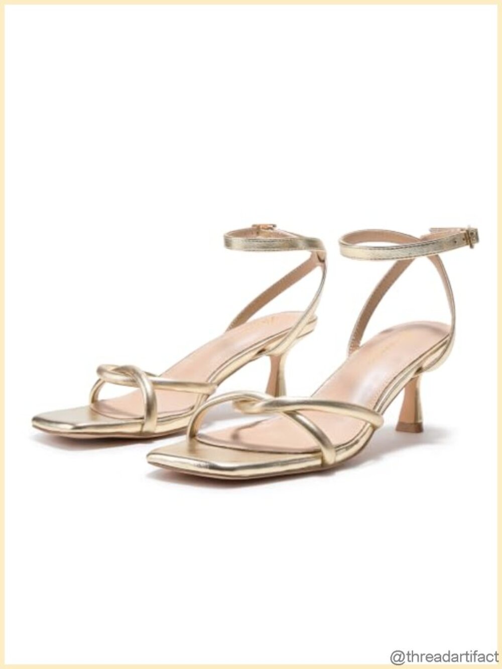 Arromic Women's Strappy Kitten Heel Sandals Square Open Toe Ankle Strap